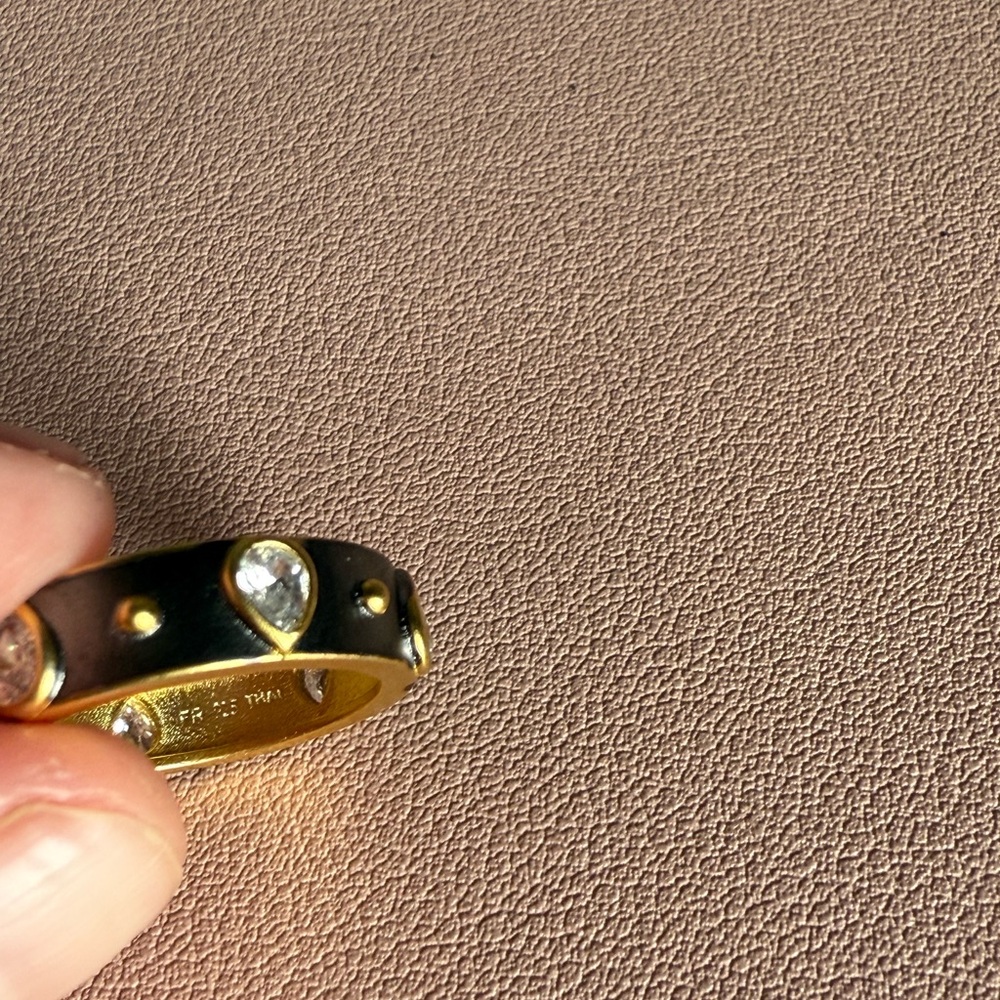 Freida Rothman Chic Black and Gold Ring with Teardrop Crystals - Picture 3 of 3